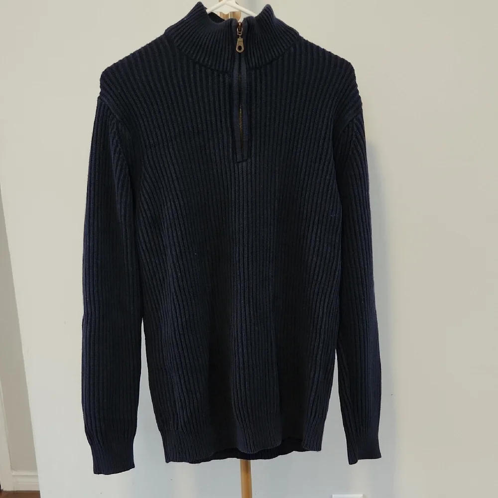 Vintage Men's Navy Half-Zip Sweater - Picture 1 of 5